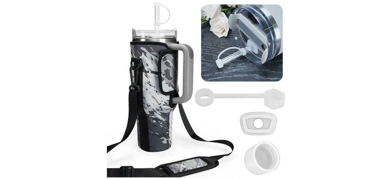 FTTMWTAG Water Bottle Carrier Bag Compatible with Stanley 40-Oz Tumbler with Handle