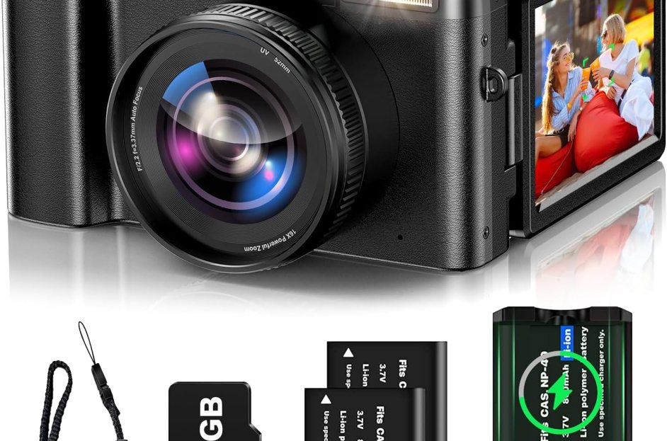 black 4K digital camera under $100 with SD card