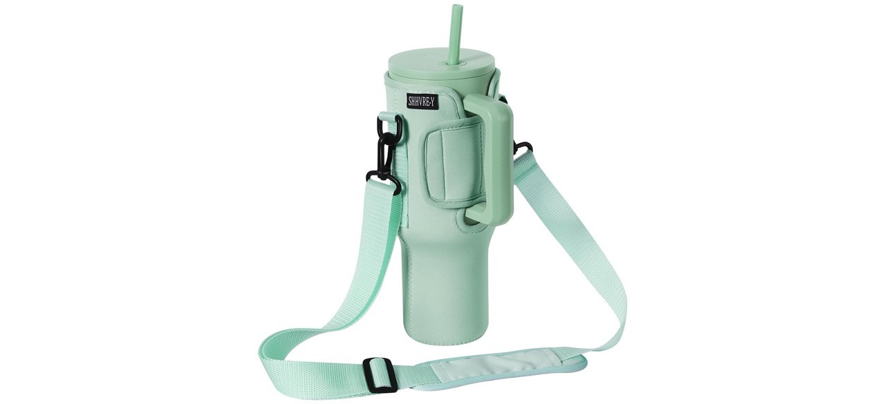 SHHVRE-Y Water Bottle Carrier Water Bottle Pouch for Simple Modern 40-Oz Tumbler on white background
