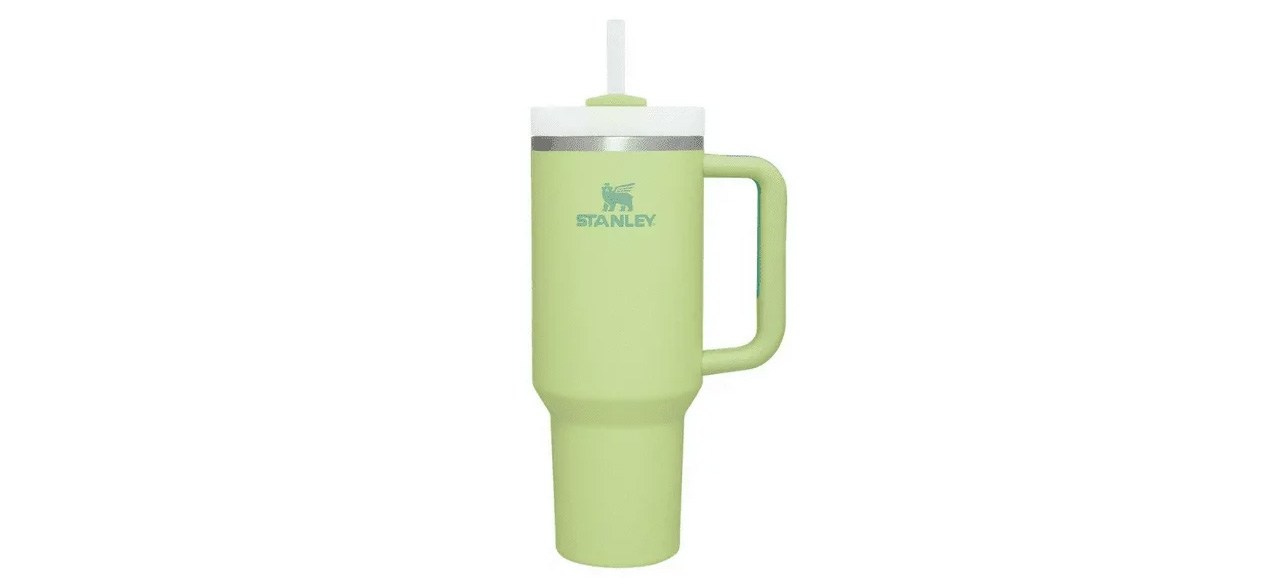 Stanley Quencher H2.0 FlowState Stainless Steel Vacuum-Insulated Tumbler with Lid and Straw on white background
