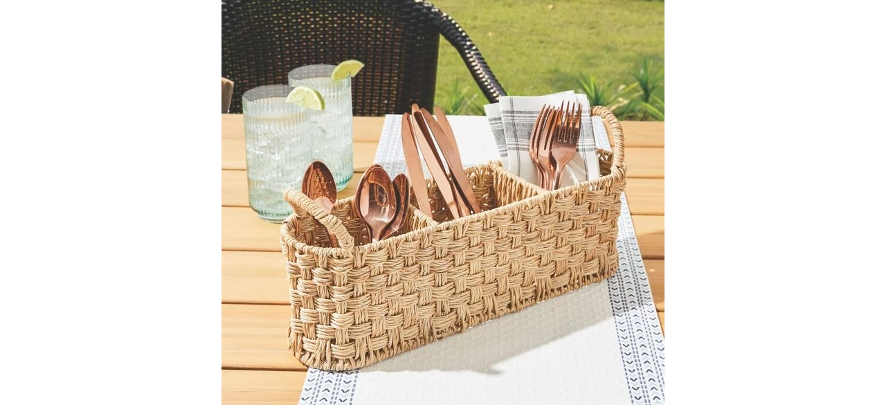 Better Homes & Gardens Beige Oval Rattan Caddy
