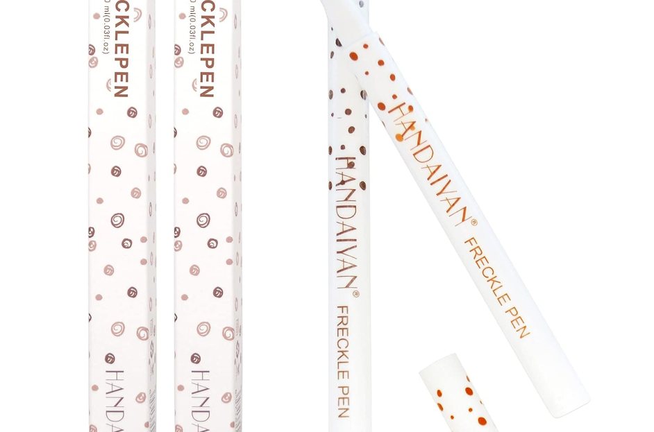 white and brown spotted freckle pen