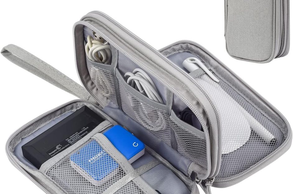 gray pocket cable organizer bag