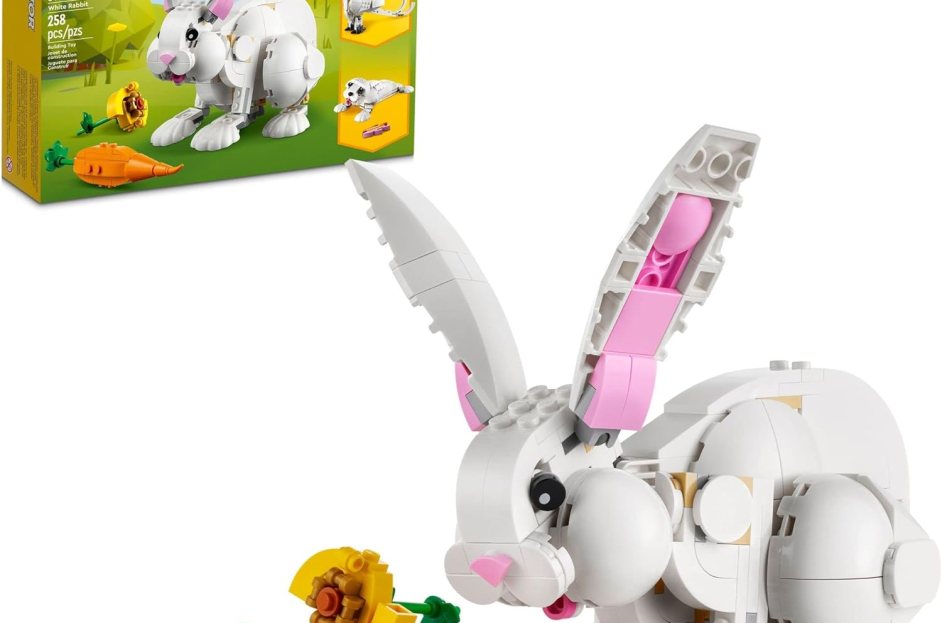 white rabbit and carrot lego set