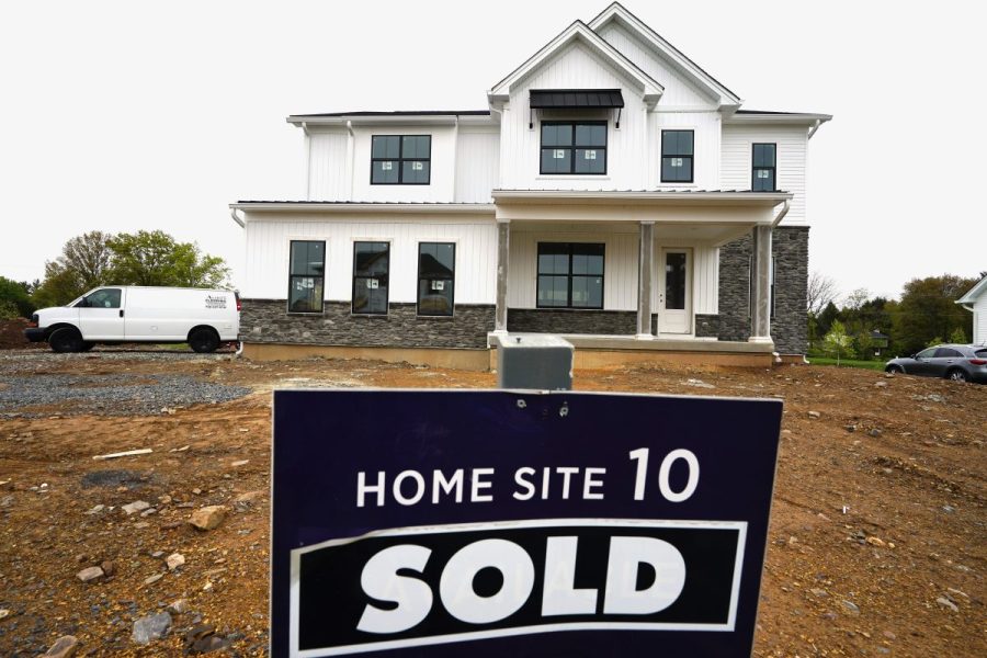 A home under construction marked as