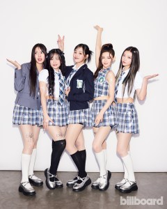 Hyein, Hanni, Minji, Danielle and Haerin of NewJeans photographed on March 6, 2024 at YouTube Theater at Hollywood Park in Los Angeles, CA.