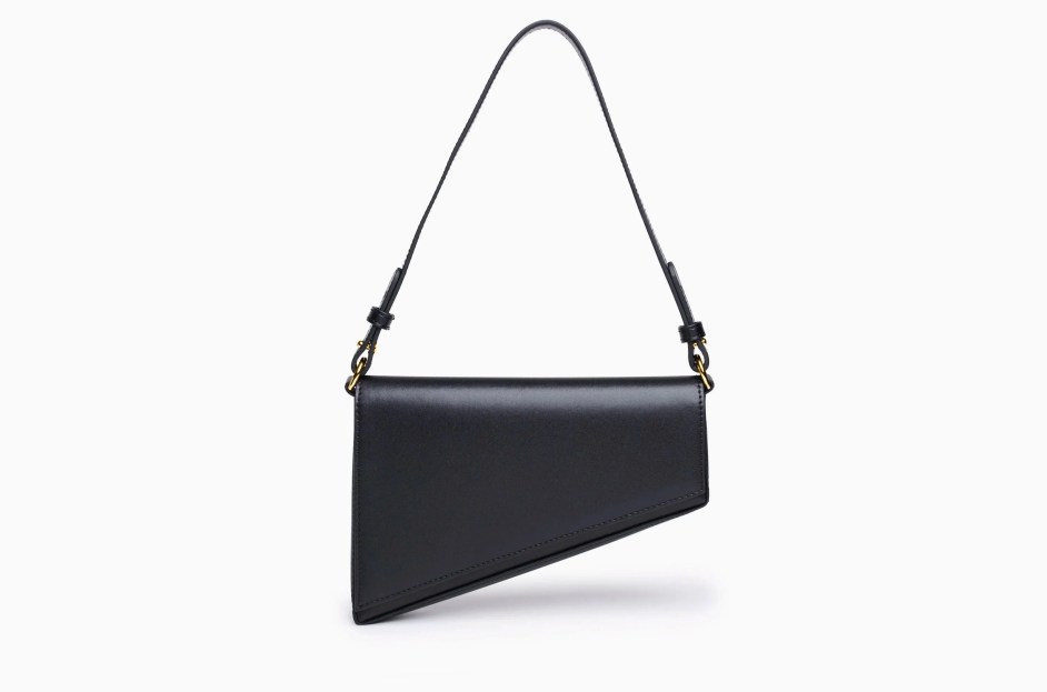 black asymmetrical aupen purse