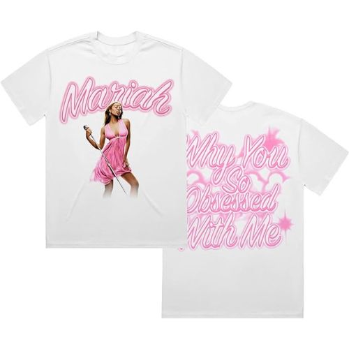 white and pink mariah carey graphic tee