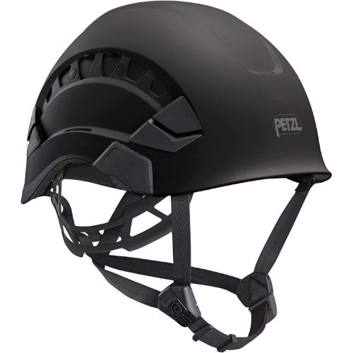 black petzl climbing helmet