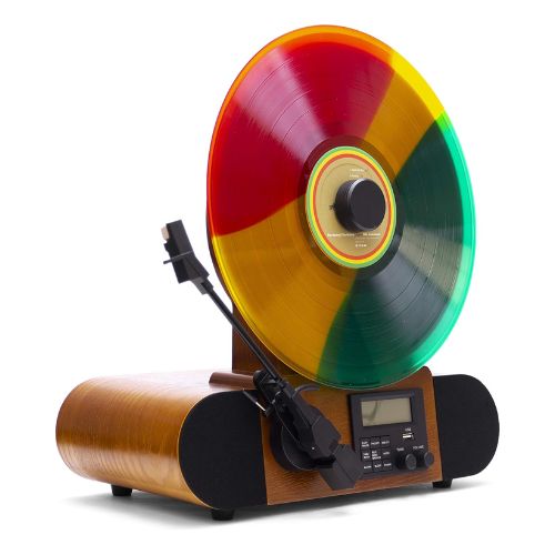 brown wooden vertical record player