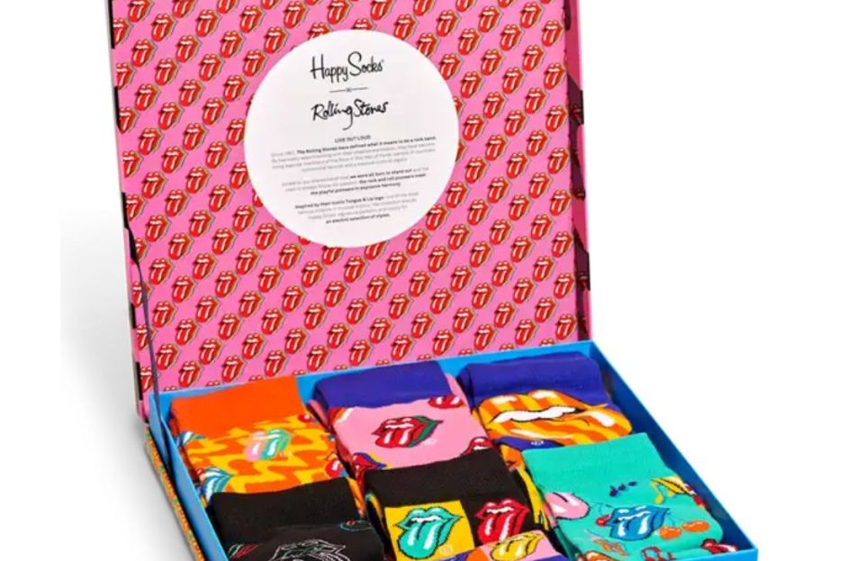 pink rolling stones sock gift set