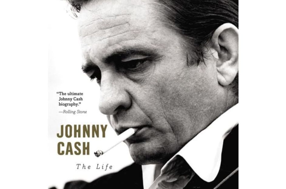 black and white photo of johnny cash