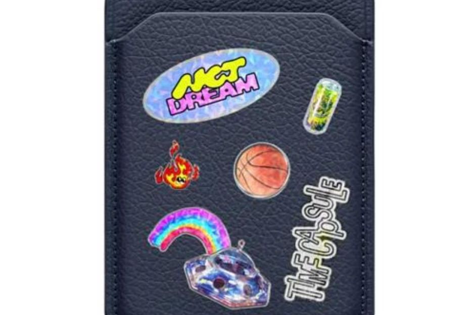 navy blue leather phone wallet