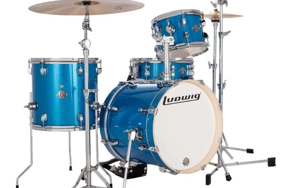 neon light blue drumset