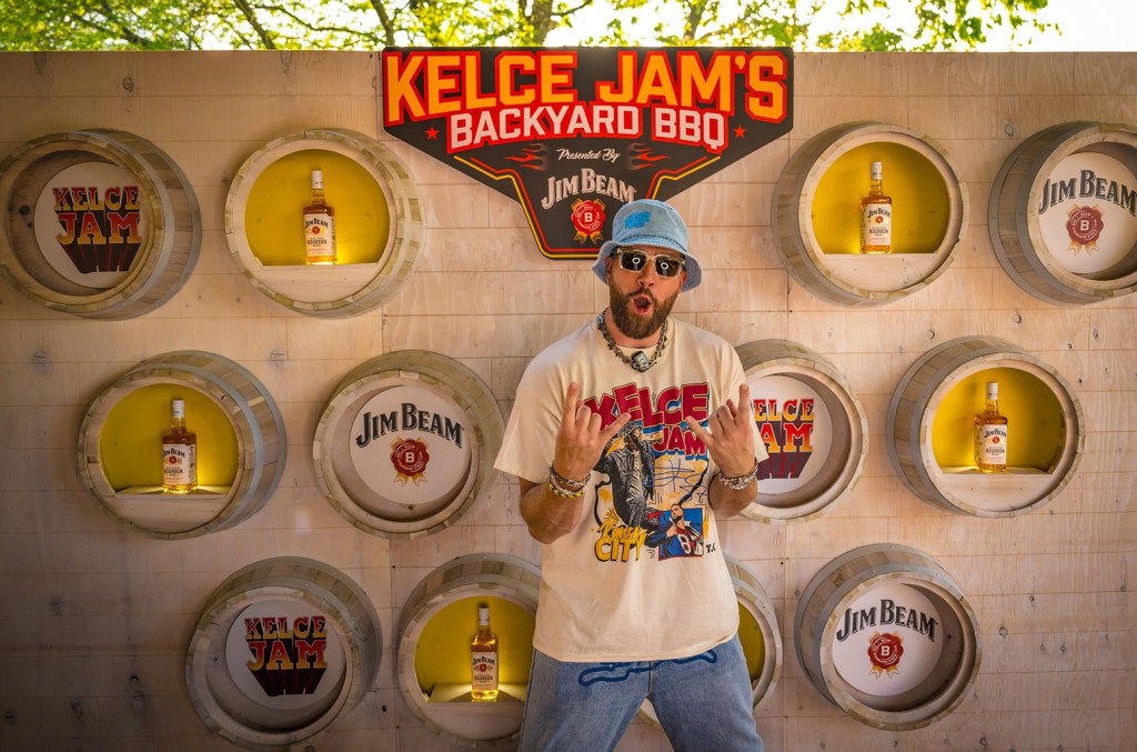 Travis Kelce at Kelce Jam's Backyard BBQ at the Azura Amphitheater in Bonner Springs, Kansas, on Saturday, May 18, 2024.