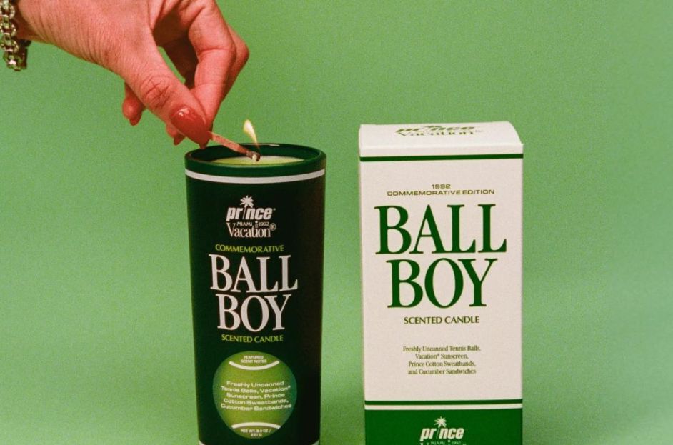 green tennis ball-shaped vacation ball boy candle