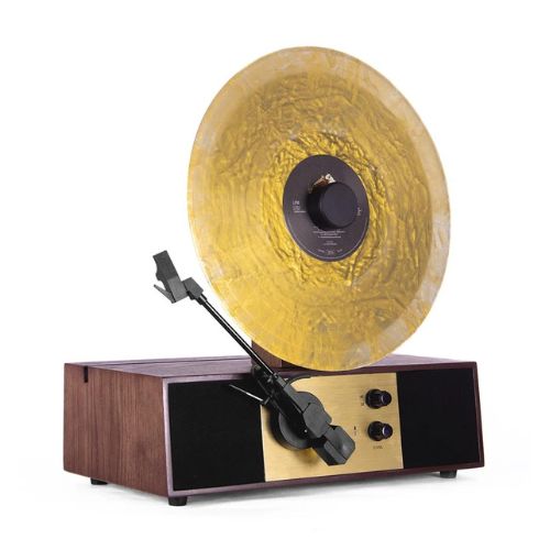 gold and wooden wayfair vertical turntable