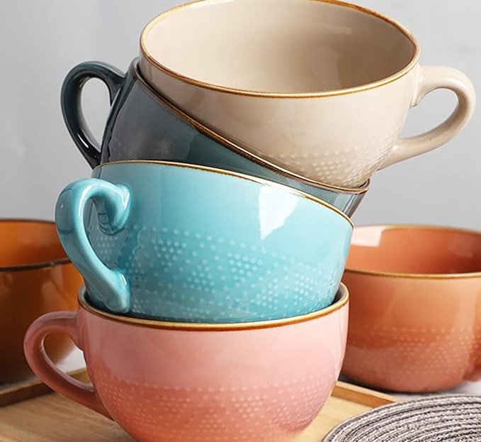 stacked oversized mugs