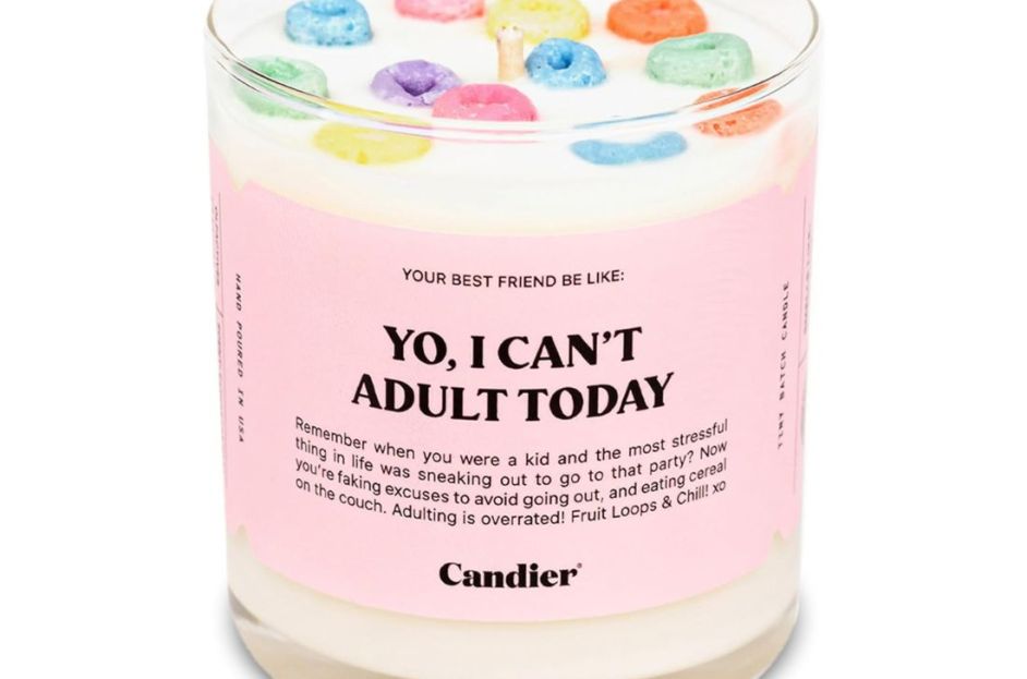 pink and white cereal candle
