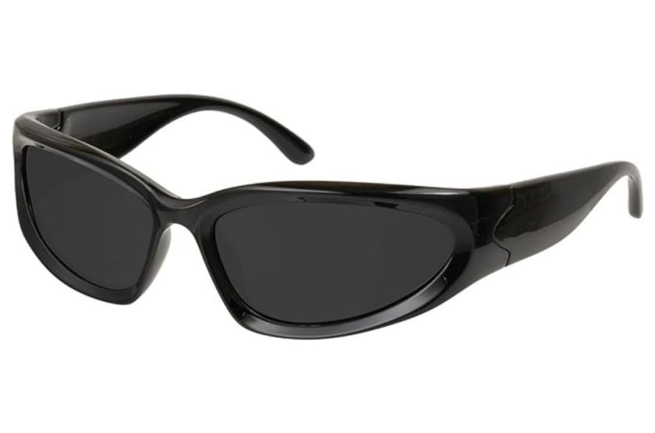 black curved sunglasses