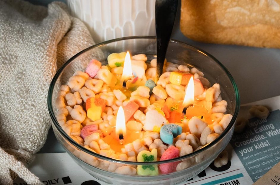 cereal candle on table