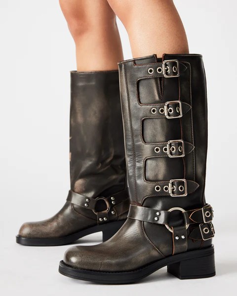 brown distressed boots