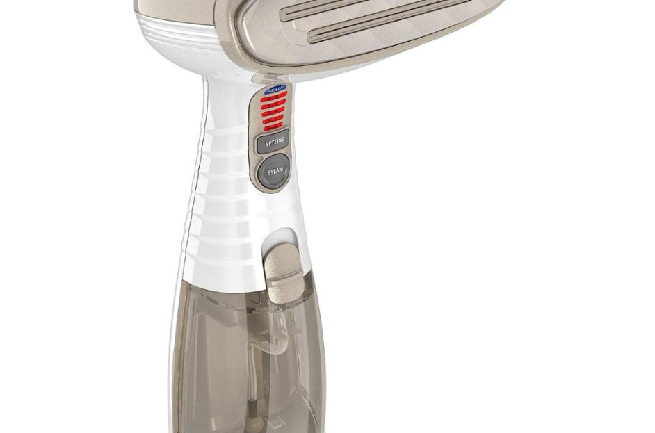 clear and brown travel steamer