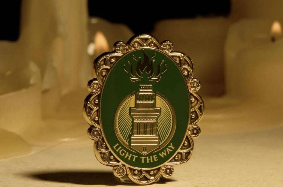 green and gold house of the dragon enamel pin