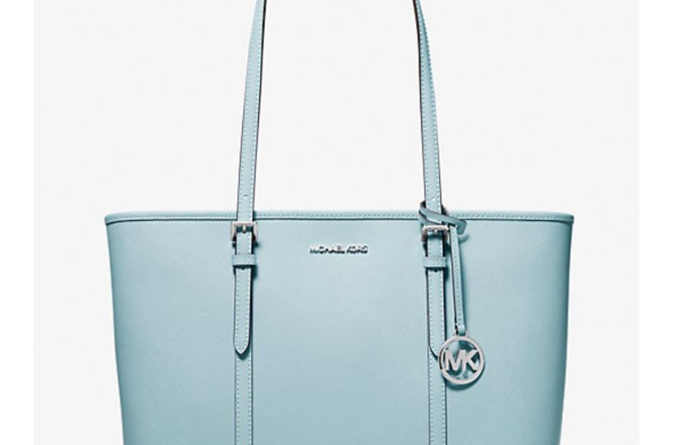 light blue michael kors tote bag