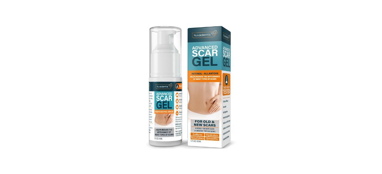 Nuvadermis Scar Gel and package on white background