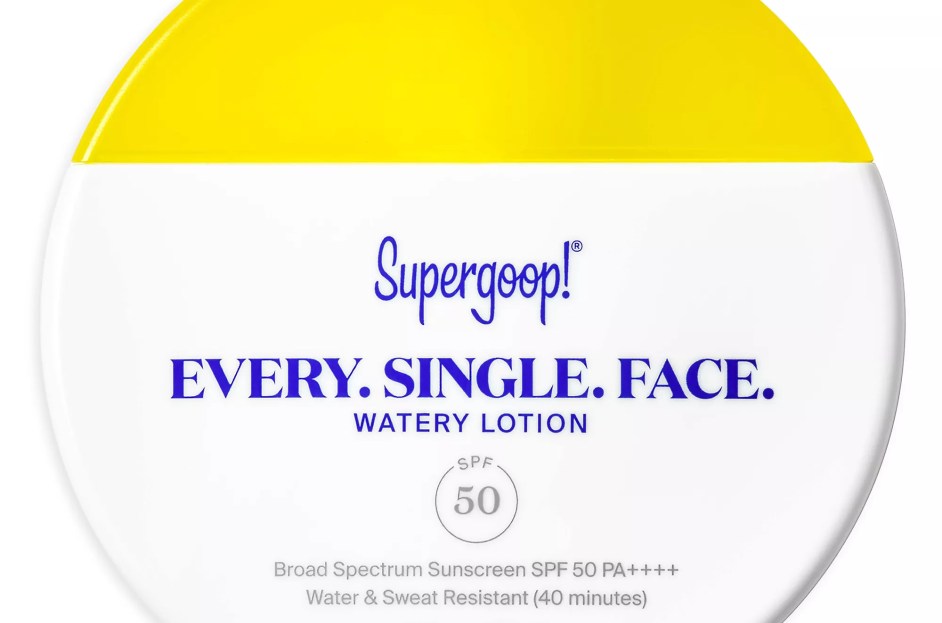 bottle of supergoop face lotion