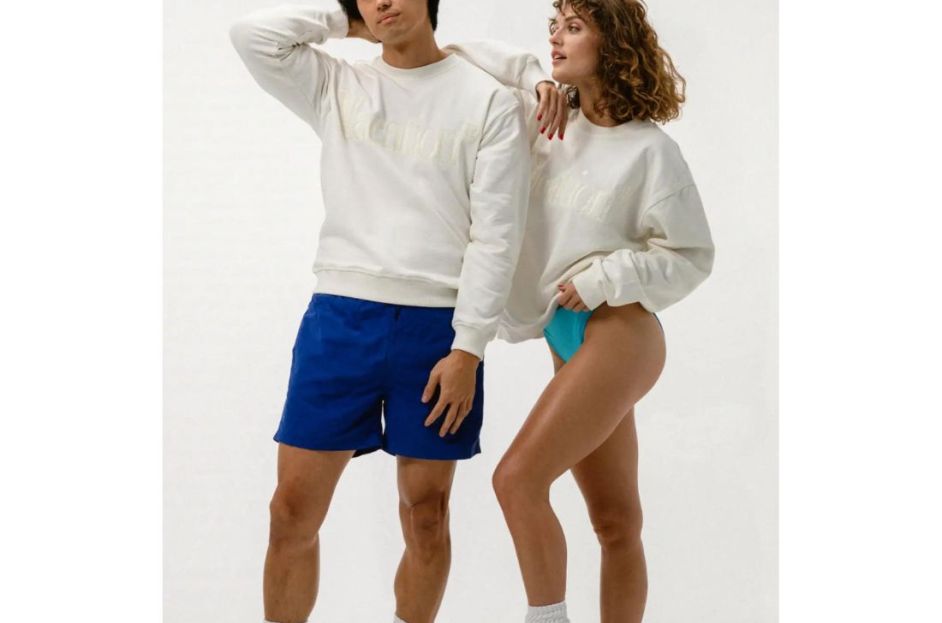 models wearing white and cream embroidered crewneck