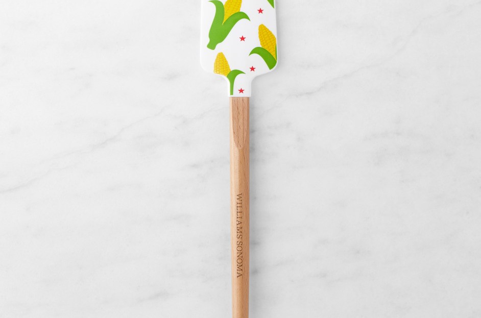 corn graphic williams sonoma spatula with wooden handle
