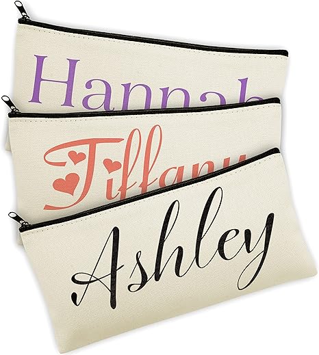 cream personalized makeup bags