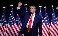 Republican presidential candidate and former U.S. President Donald Trump leaves the stage a the conclusion of a campaign rally at the Forum River Center March 09, 2024 in Rome, Georgia.