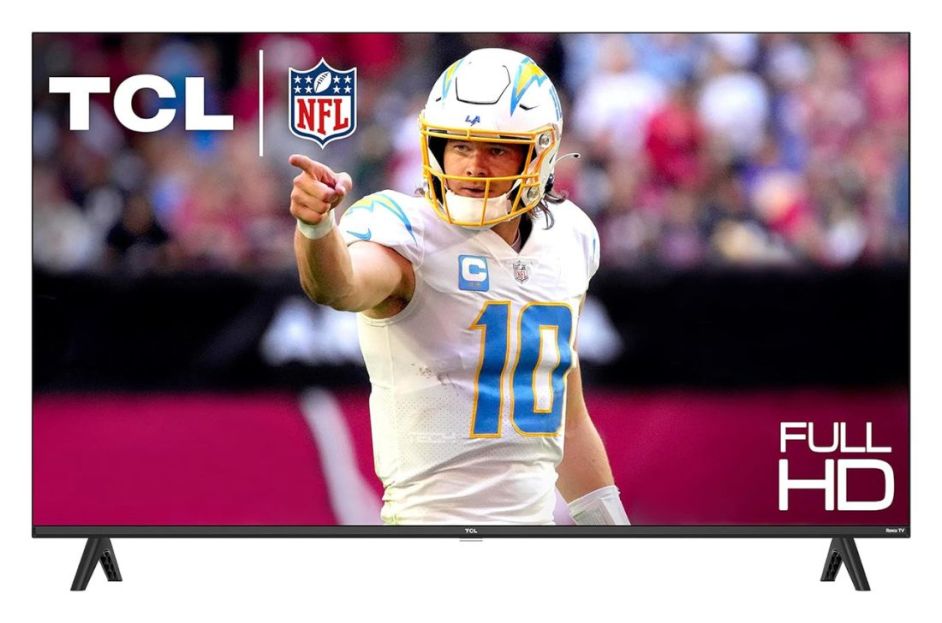 40-inch TCL tv with nfl football display
