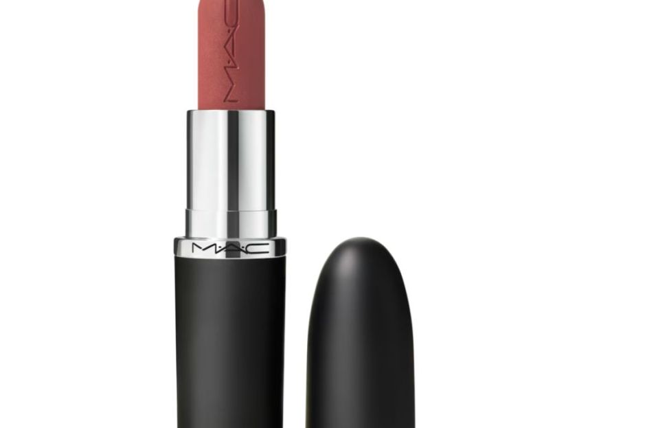 pink mac lipstick in black tube