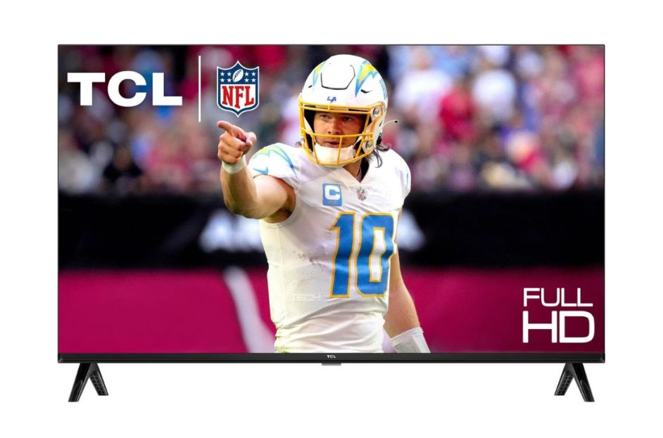 32 inch tcl tv with photo of football player