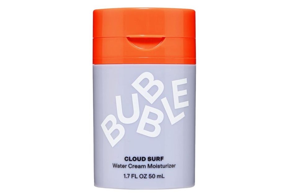 purple bottle of bubble moisturizer