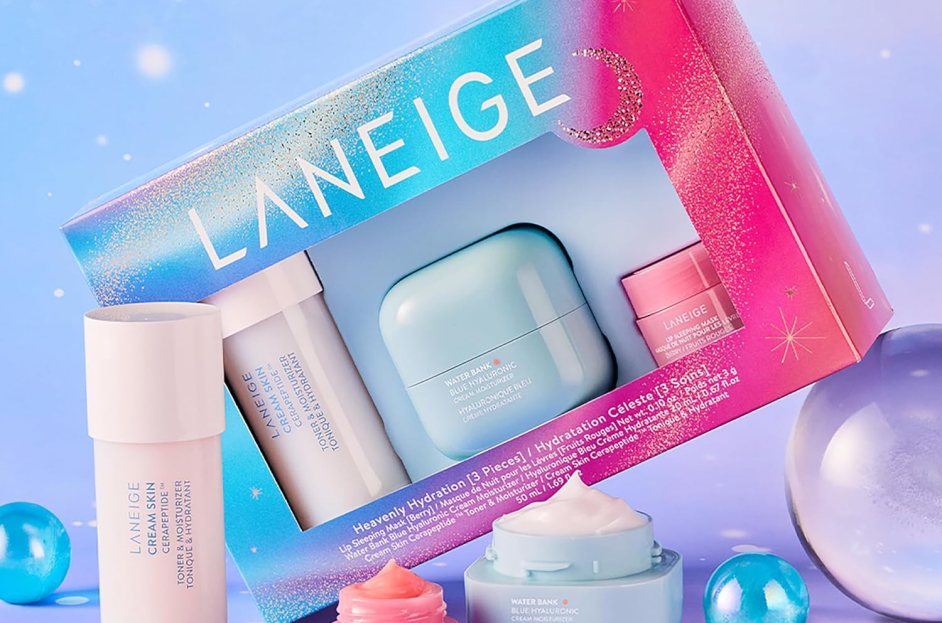 product box with laneige toner, moisturizer and lip mask