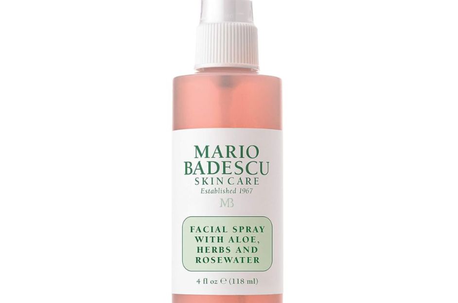 pink bottle of mario badescu facial spray