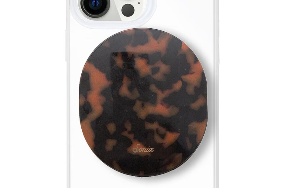 circular tortoise patterned mini portable charger