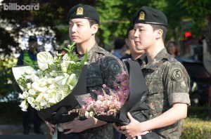 Jimin and Jung Kook of BTS appear in Yeoncheon, South Korea, after being discharged from mandatory military service on June 11, 2025.