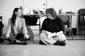 Dayna Taymor and Kimberly Belflower on the first day of rehearsals for 