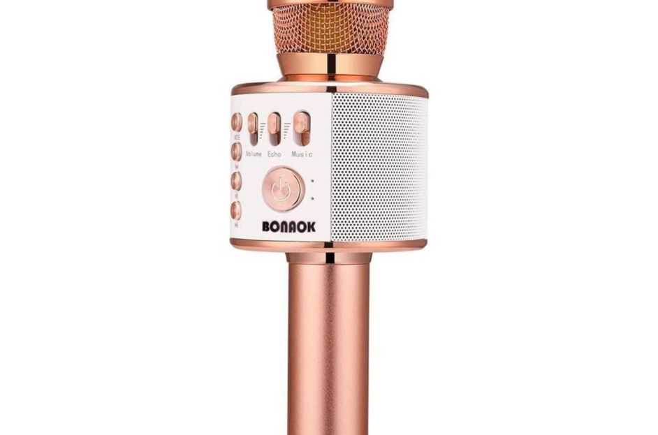 rose gold karaoke microphone
