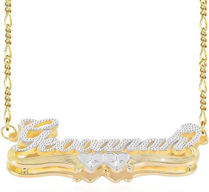 gold and diamond nameplate necklace