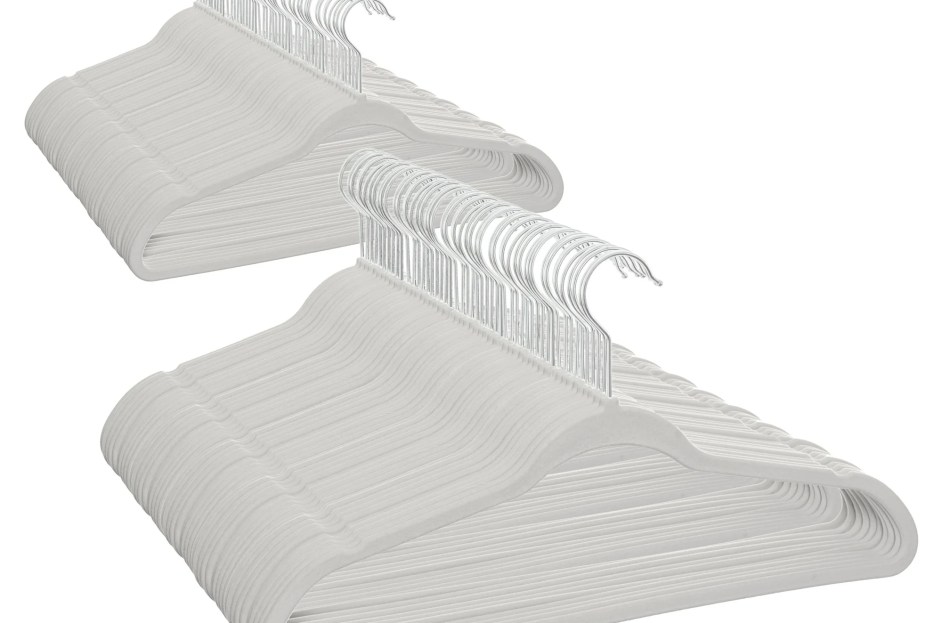 gray velvet clothing hangars