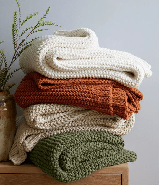 cotton knit throw blanket in different colors