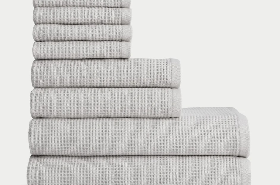 light gray waffle towels