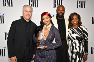 (L-R) Mike Steinberg, EVP, Chief Revenue & Creative Officer, BMI, GloRilla, Wardell Malloy, Assistant VP, Creative, BMI Atlanta and Catherine Brewton, VP of Creative, BMI Atlanta attend the 2025 BMI R&B/Hip-Hop Awards at Fairmont Century Plaza on August 28, 2025 in Los Angeles, California.